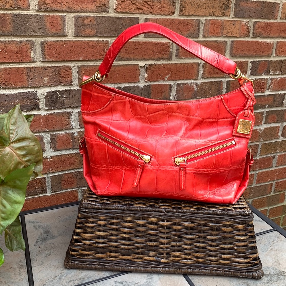 Dooney & Burke Red Croc Leather Handbag